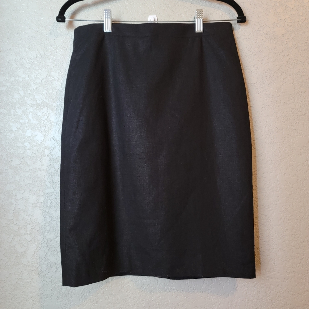 NWOT J Crew Linen Cotton Pencil Skirt Black
